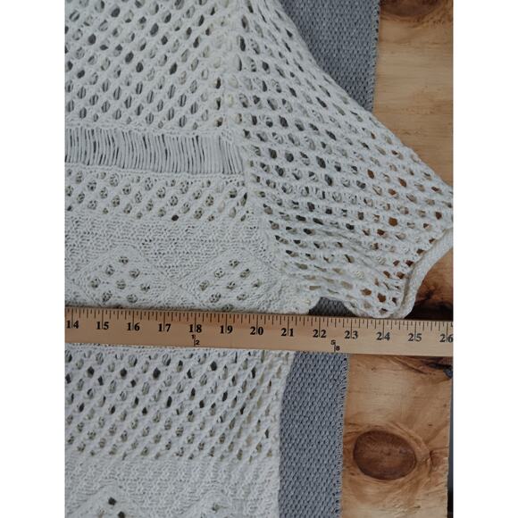 Cato Woman Crochet Woven Top Plus Size 18/20 White Fringe Trim Cover Up - Picture 9 of 12